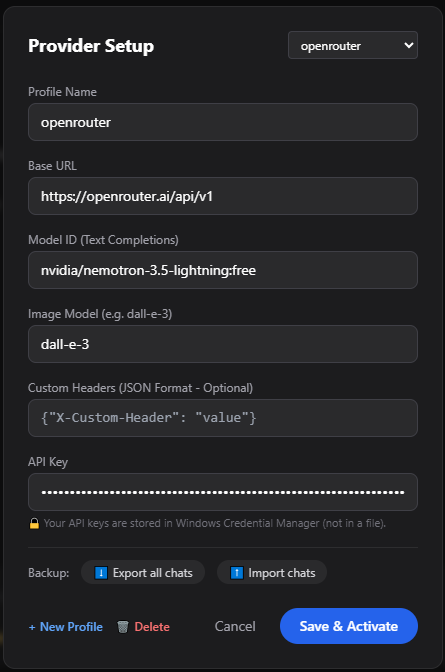 Provider Setup Modal